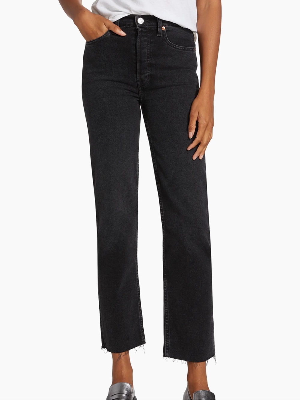 Re/done 70s Stove Pipe High-Rise Stretch Crop Jeans